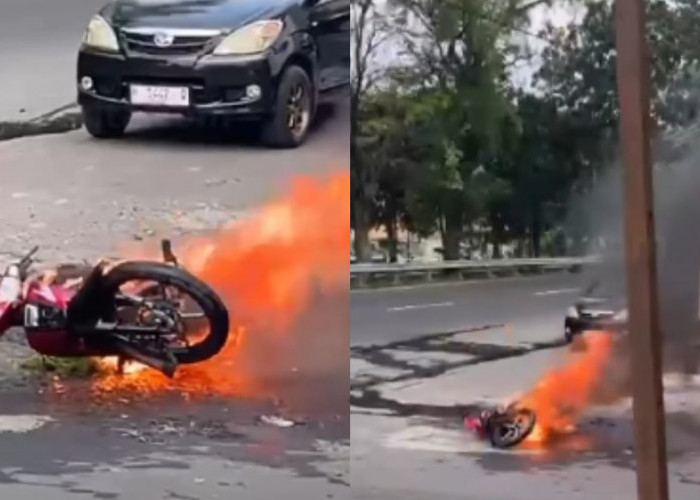 Viral! Motor Terbakar Usai isi Bensin di SPBU Tegalsari, Petugas Tolak Pinjamkan APAR: Mahal