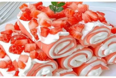 Resep Strawberry Towel Cake Roll, Si Cantik Viral Yang Lembut dan Manis Dimulut..