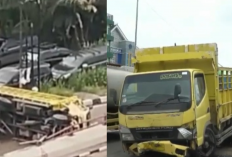 Truk Tabrak Pembatas Flyover Palembang di Depan Polsek Sukarami! Ini Kronologinya