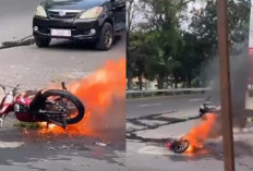 Viral! Motor Terbakar Usai isi Bensin di SPBU Tegalsari, Petugas Tolak Pinjamkan APAR: Mahal