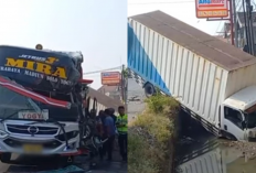 Bus Antarprovinsi Ugal-Ugalan Tabrak Truk di Jombang, Kondisi Ringsek Parah!