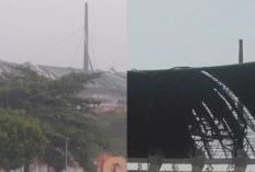 Hujan Deras dan Angin Kencang Terjang Stadion Pakansari Bogor, Atap Beterbangan dan Pohon Tumbang!