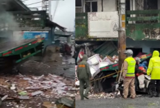 Truk Muatan Keramik Rem Blong di Pasar Kertek Wonosobo, Muatan Berserakan!