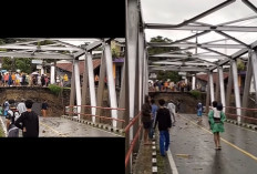 Jembatan Bojongkopo di Sukabumi Amblas Akibat Luapan Aliran Sungai, Akses Jalan Nasional Lumpuh Total