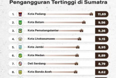 10 Besar Kota di Sumatera Dengan Jumlah Pengangguran Tertinggi, Padang Juara I, Palembang Buncit