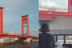 Viral! Kapal Tongkang Pengangkut Batubara Muatannya Tabrak Jembatan Ampera, Netizen Takut Roboh