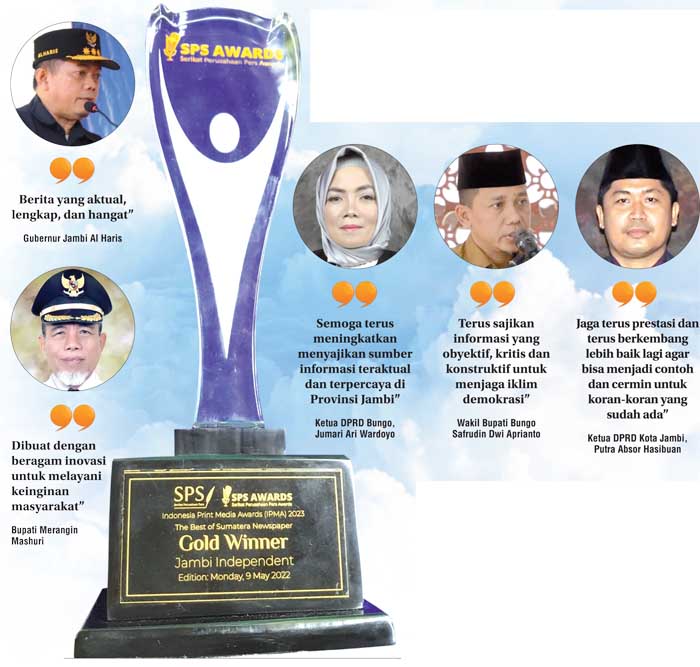 Harian Pagi Jambi Independent Raih Gold Winner SPS Award Tahun 2023 sebagai Koran Terbaik se-Sumatera