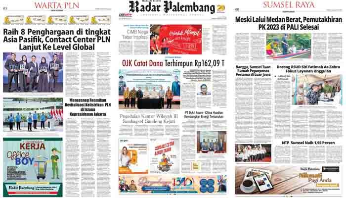 Koran Radar Palembang Edisi, Jum’at 04 Agustus  2023