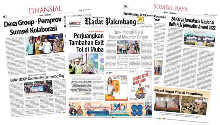 Koran Hybrid Pertama di Indonesia Baca Radar Palembang Edisi 26 Juni 2023