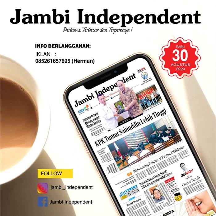 Koran Jambi Independent  Edisi, Rabu 30 Agustus 2023