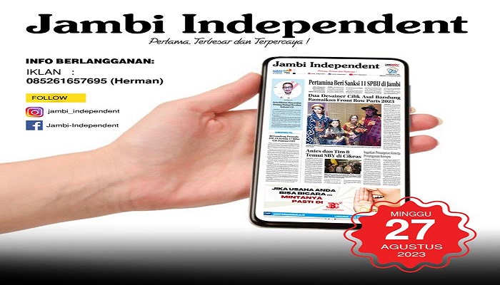Koran Jambi Independent Edisi, Minggu 27 Agustus 2023