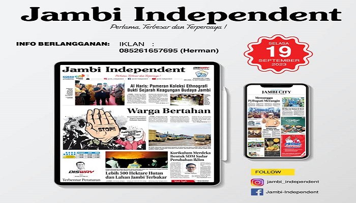 Koran Jambi Independent Edisi Selasa 19  September 2023