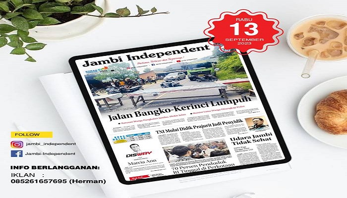 Koran Jambi Independent Edisi, Rabu 13 September 2023
