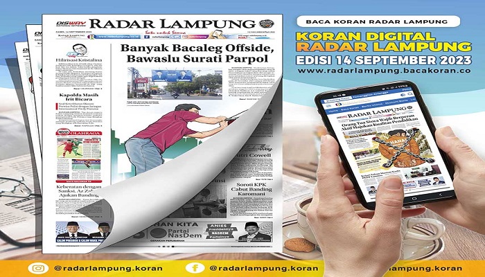 Koran Radar Lampung Edisi, Kamis 14 September 2023