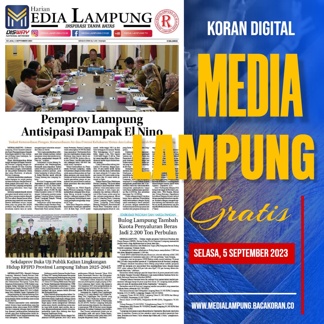 Koran Media Lampung Edisi, Selasa 05 September 2023