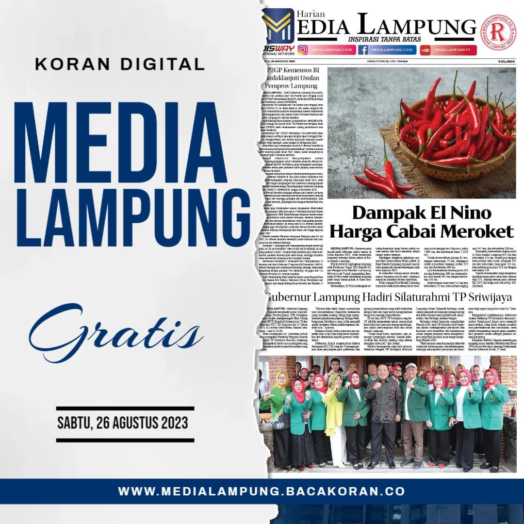 Koran Media Lampung Edisi, Sabtu 26 Agustus 2023