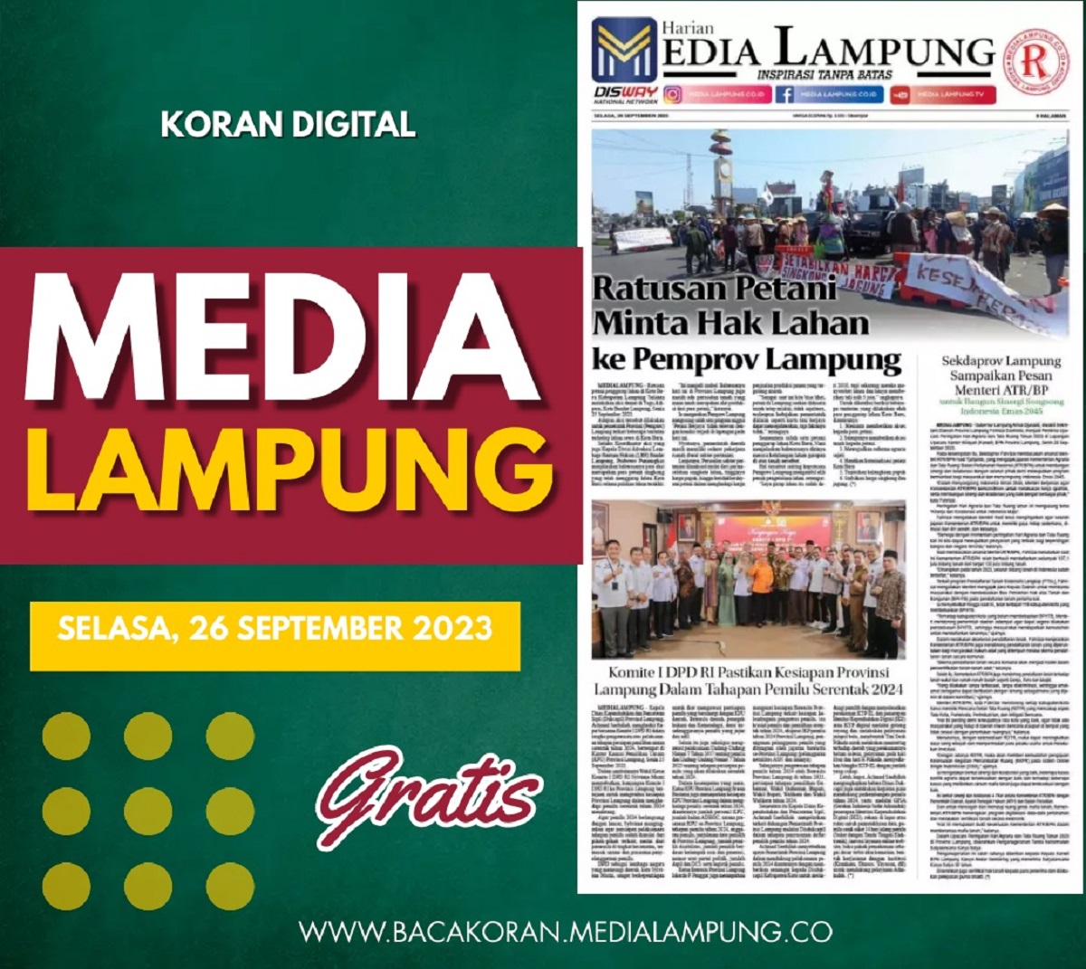 Koran Media Lampung Edisi Selasa 26 September 2023