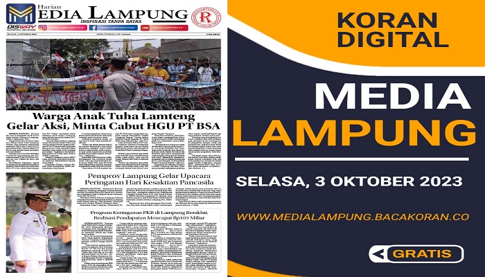 Koran Media Lampung, Edisi Selasa 03 Oktober 2023