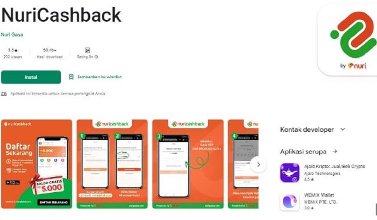 TERBARU Modal Download Aplikasi NuriCashback Bisa Dapet Setengah Juta Buruan Download