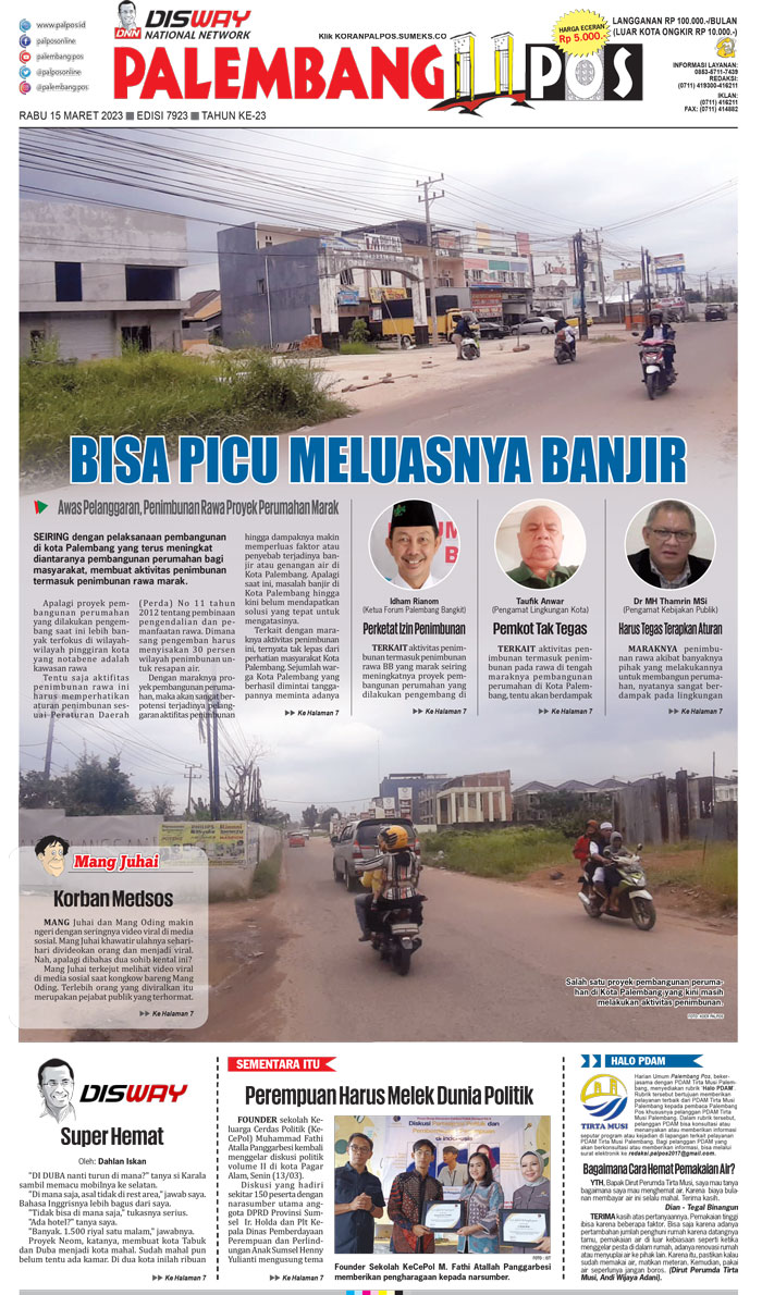 Baca Palembang Pos Edisi 15 Maret 2023