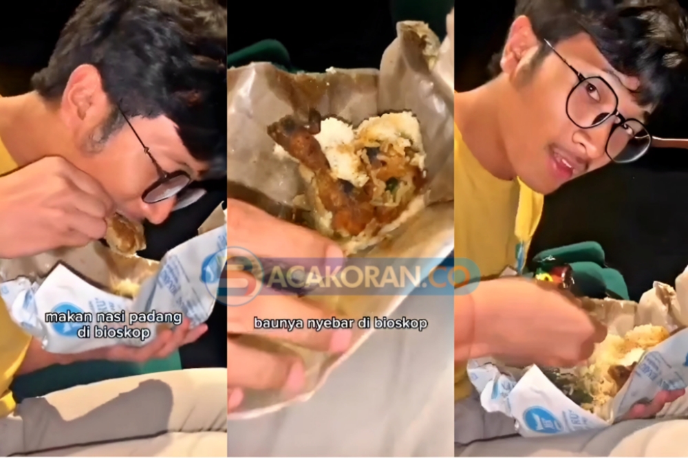 Demi Viral Pria ini Nekat Makan Nasi Padang di Bioskop, Ramai di Hujat Warganet