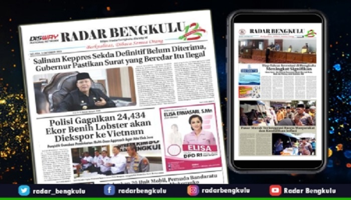 Koran Radar Bengkulu, Edisi Selasa 03 Oktober 2023