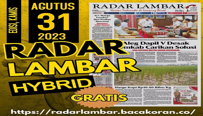 Koran Radar Lambar Edisi, Kamis 31 Agustus 2023