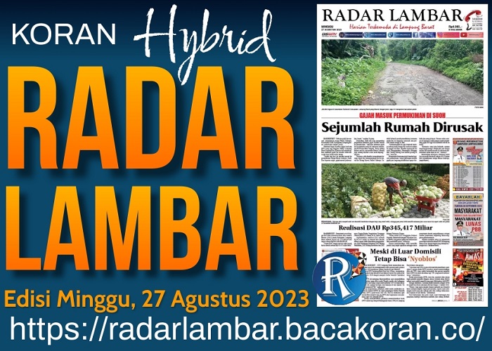 Koran Radar Lambar Edisi, Minggu 27 Agustus 2023