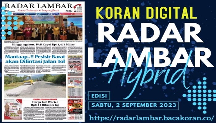 Koran Radar Lambar Edisi, Sabtu 02 September 2023