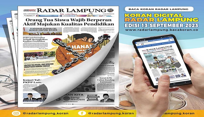 Koran Radar Lampung Edisi, Rabu 13 September 2023