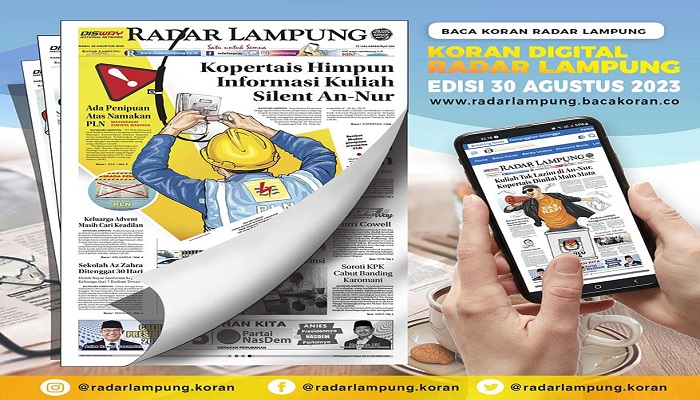 Koran Radar Lampung Edisi, Rabu 30 Agustus 2023