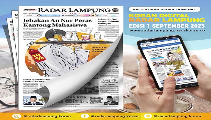 Koran Radar Lampung Edisi, Jum’at 01 September 2023