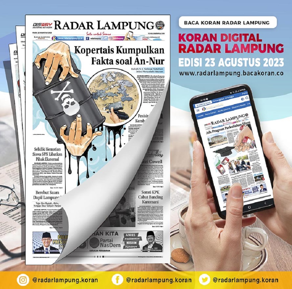 Koran Radar Lampung Edisi, Rabu 23 Agustus 2023