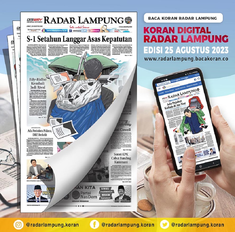 Koran Radar Lampung Edisi, Jum’At 25 Agustus 2023
