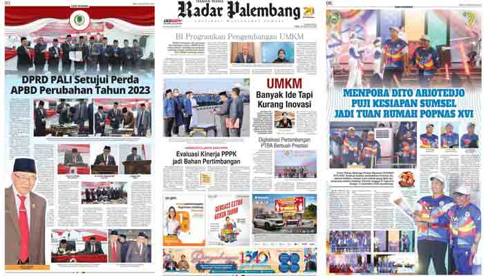Koran Radar Palembang Edisi, Rabu 30 Agustus 2023
