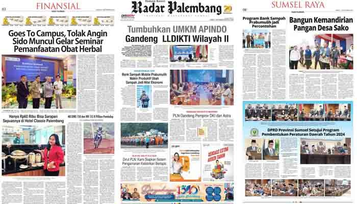 Koran Radar Palembang Edisi, Jum’at 01 September 2023