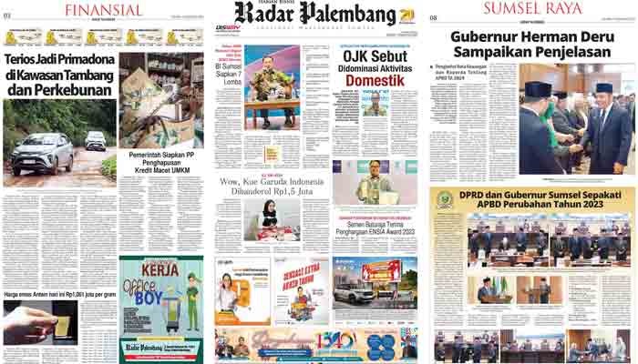 Koran Radar Palembang Edisi,  Selasa 15  Agustus 2023