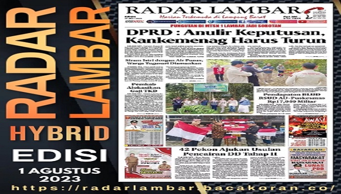Koran Radar Lambar Edisi, Selasa 01 Agustus  2023