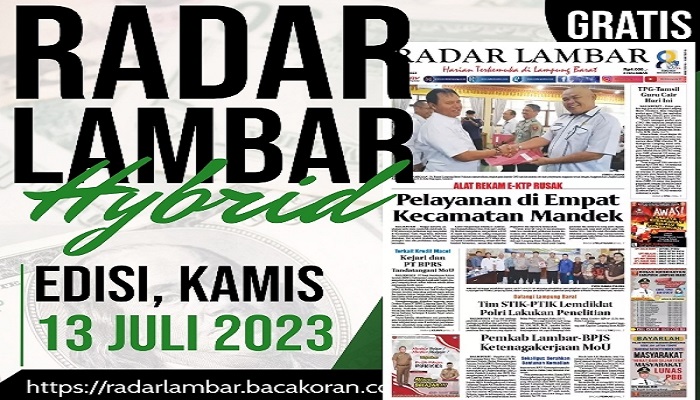 Koran Hybrid Pertama di Indonesia Baca Radar Lambar Edisi 13 Juli 2023