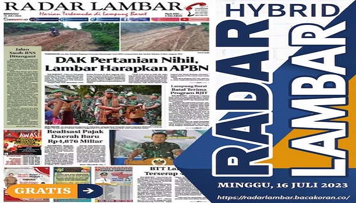 Koran Hybrid Pertama di Indonesia Baca Radar Lambar Edisi 16 Juli 2023