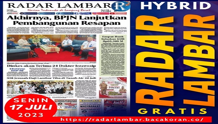 Koran Hybrid Pertama di Indonesia Baca Koran Radar Lambar, Edisi 17 Juli 2023