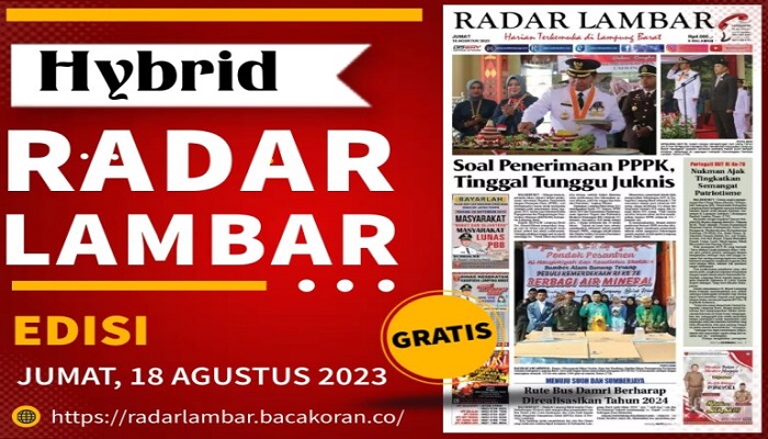 Koran Radar Lambar Edisi, Jum’At 18 Agustus 2023