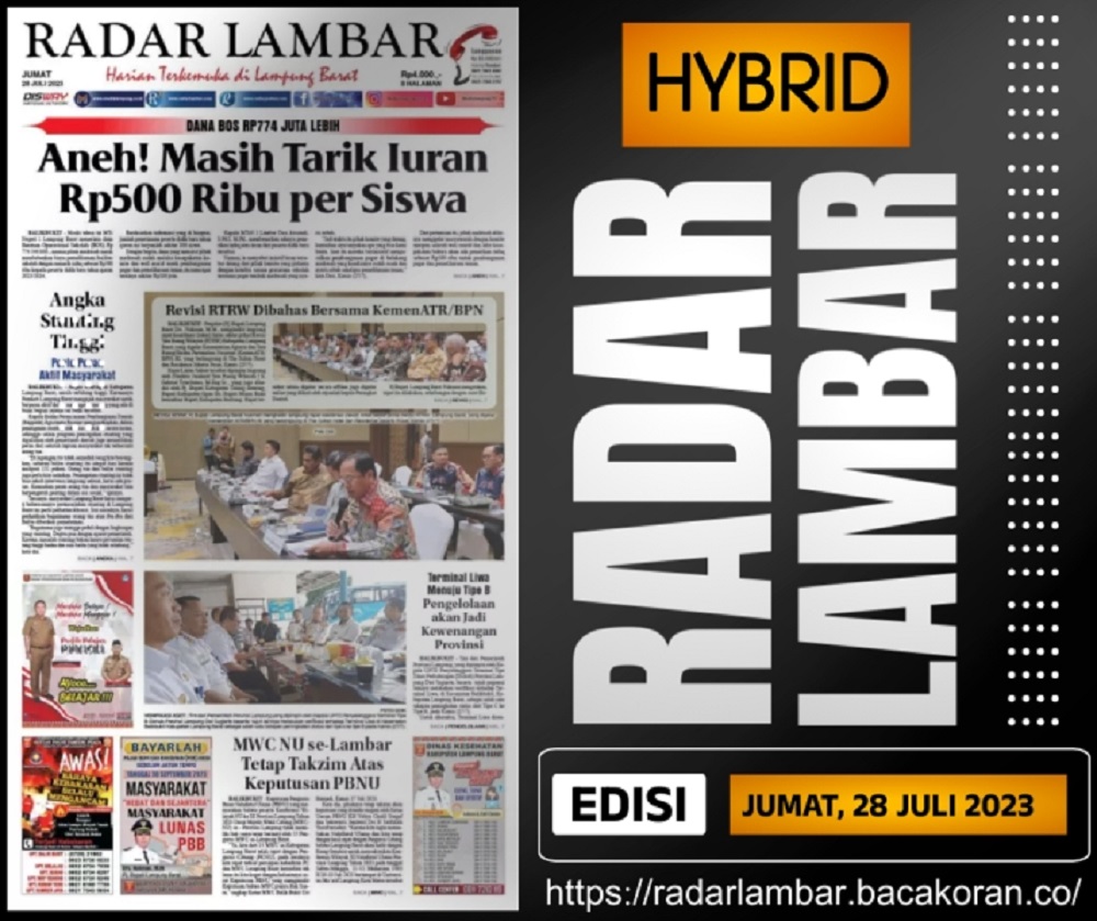 Koran Radar Lambar Edisi, Jum’at 28 Juli 2023