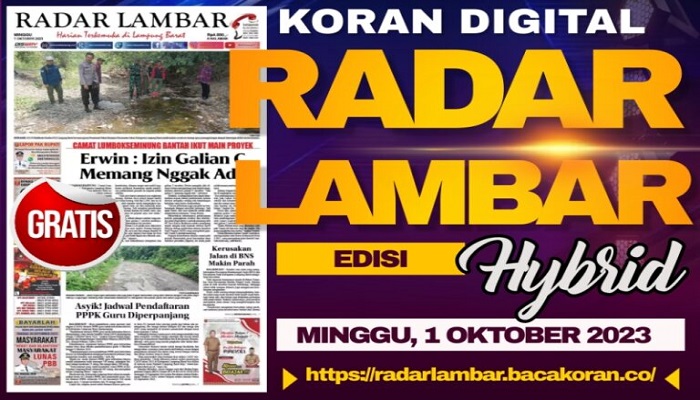 Koran Radar Lambar, Edisi Minggu 01 Oktober 2023