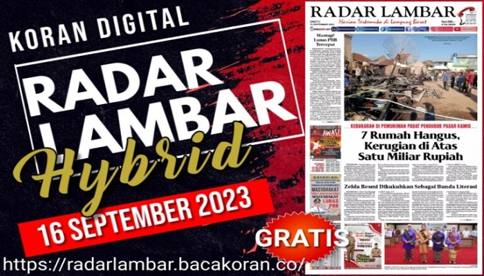 Koran Radar Lambar Edisi Sabtu 16 September 2023