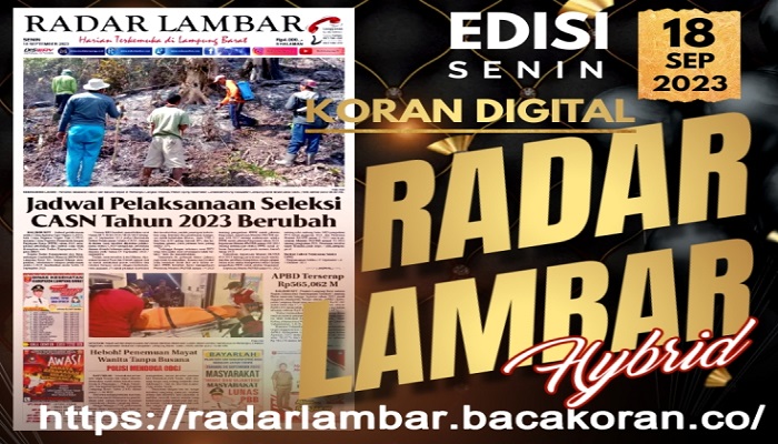 Koran Radar Lambar Edisi Senin 18  September 2023