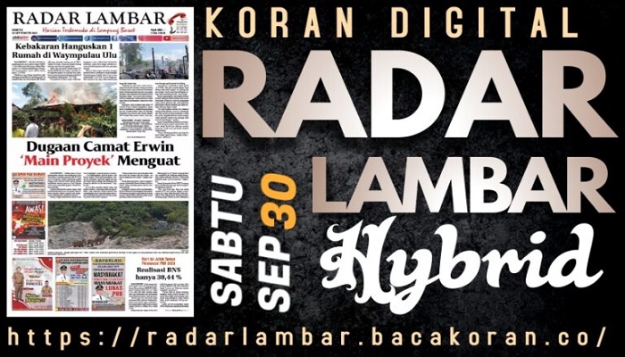Koran Radar Lambar, Edisi Sabtu 30 September 2023