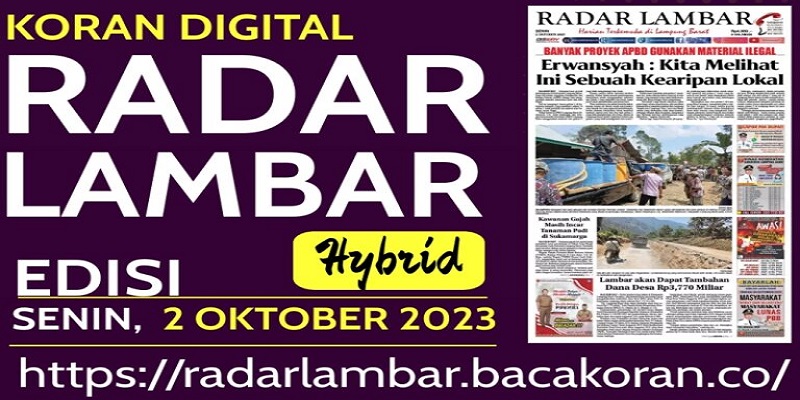 Koran Radar Lambar, Edisi Senin 02 Oktober 2023