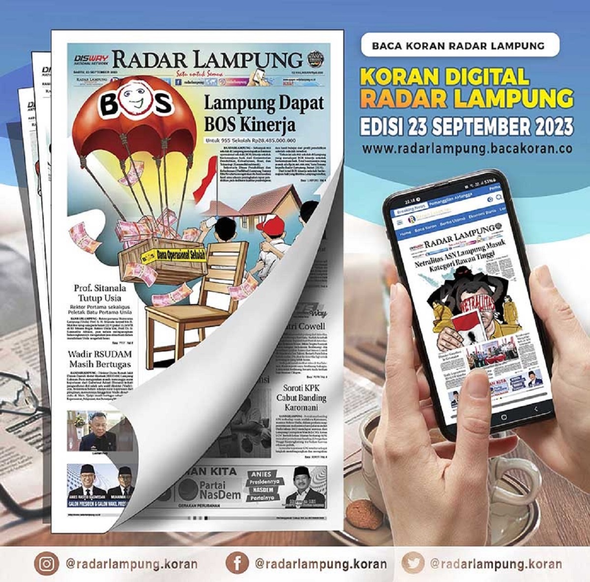 Koran Radar Lampung Edisi Sabtu 23 September 2023