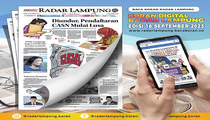 Koran Radar Lampung Edisi Senin 18  September 2023